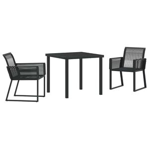 vidaXL Garden Dining Set 3 pcs Black Powder-Coated Steel