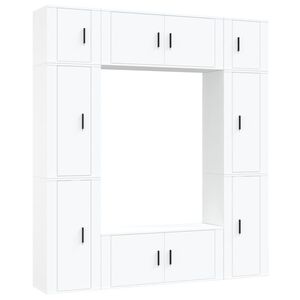 vidaXL 8 Piece TV Cabinet Set White Engineered Wood