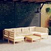 vidaXL 7 Piece Garden Lounge Set with Cream Cushions Solid Pinewood