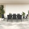 vidaXL 9 Piece Garden Dining Set Black Steel and Textilene