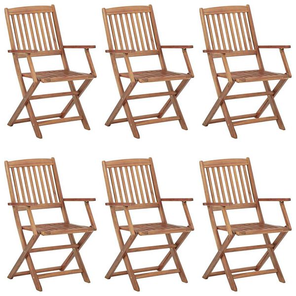 vidaXL Folding Garden Chairs 6 pcs with Cushions Solid Wood Acacia
