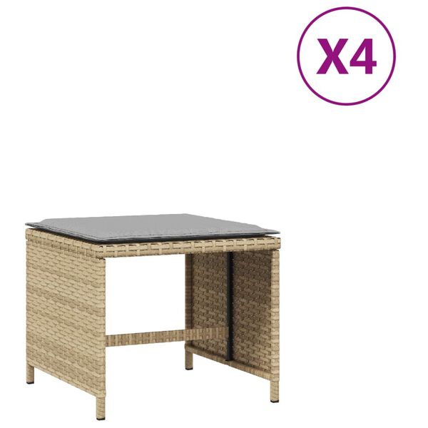 vidaXL Garden Stools with Cushions 4 pcs Mix Beige 41x41x36 cm Poly Rattan