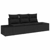 vidaXL Garden Sofa Set 3 pcs Black Poly Rattan