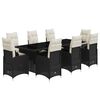 vidaXL 9 Piece Garden Bistro Set with Cushions Black Poly Rattan