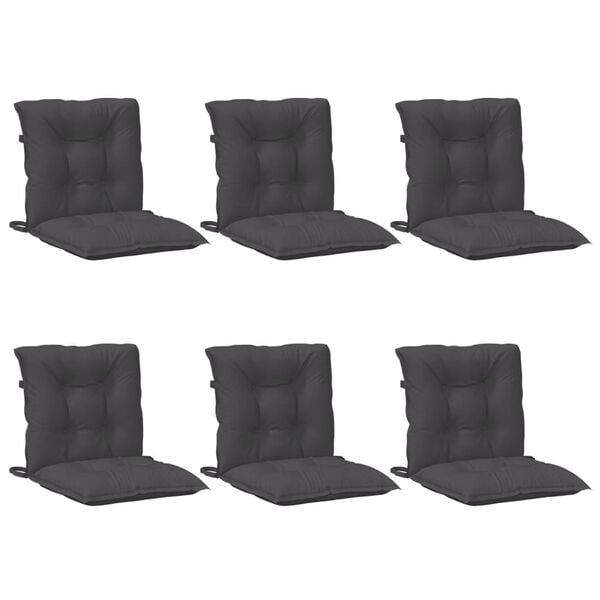vidaXL Lowback Chair Cushions 6 pcs Melange Anthracite 100x50x7 cm Fabric