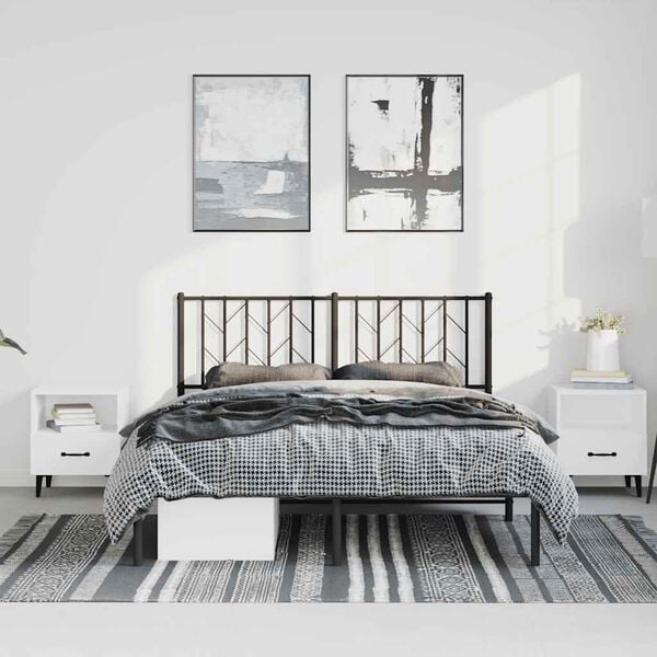 vidaXL Metal Bed Frame without Mattress with Headboard Black 150x200cm