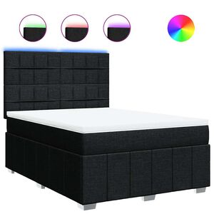 vidaXL Box Spring Bed with Mattress Black Queen Fabric