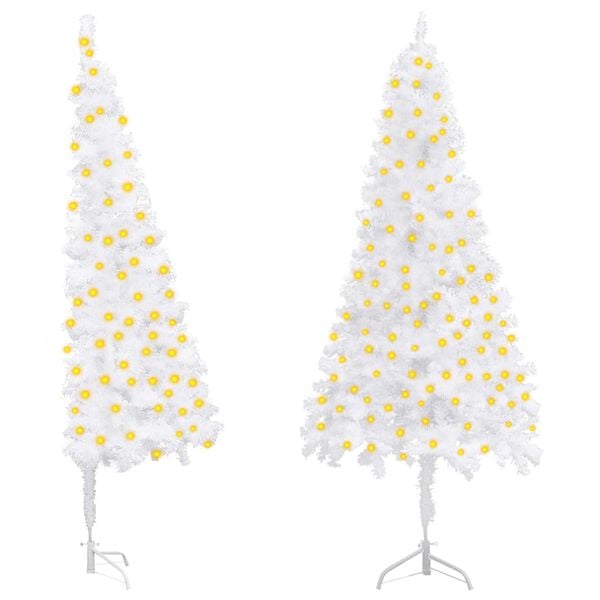 vidaXL Corner Artificial Pre-lit Christmas Tree White 240 cm PVC