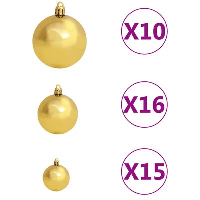 vidaXL 120 Piece Christmas Ball Set with Peak and 300 LEDs Gold&Bronze