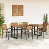 vidaXL Garden Dining Set 7 pcs Black Solid Acacia Wood
