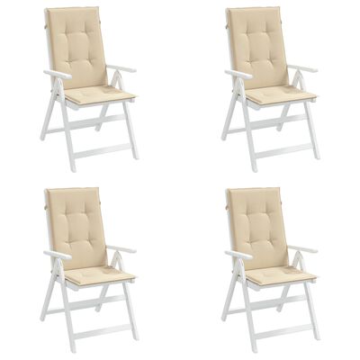 vidaXL Garden Highback Chair Cushions 4 pcs Beige 120x50x3 cm Fabric