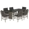 vidaXL 7 Piece Garden Dining Set with Cushions Grey Poly Rattan