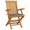 vidaXL Garden Chairs with Grey Cushions 4 pcs Solid Teak Wood