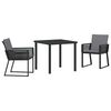 vidaXL Garden Dining Set 3 pcs Black Powder-Coated Steel