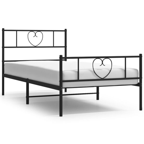 vidaXL Metal Bed Frame without Mattress with Footboard Black 107x203cm