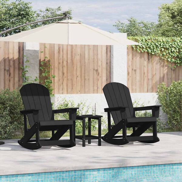 vidaXL Adirondack Rocking Chairs 2 pcs Black HDPE
