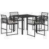 vidaXL Garden Dining Set 5 pcs Black Poly Rattan