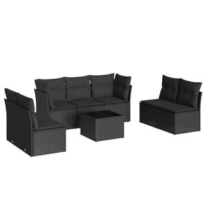 vidaXL 8 Piece Garden Sofa Set with Cushions Black Poly Rattan
