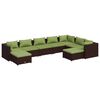 vidaXL 9 Piece Garden Lounge Set with Cushions Poly Rattan Brown