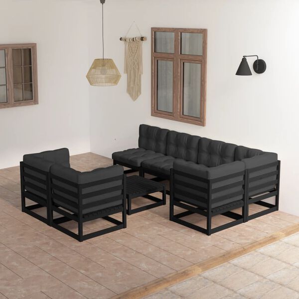 vidaXL 8 Piece Garden Lounge Set with Cushions Solid Pinewood