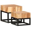 vidaXL Side Table | Set of 2 | Natural and black | Solid Acacia Wood | Small