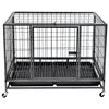 vidaXL Heavy Duty Dog Cage with Wheels Steel 98x72x77 cm