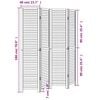 vidaXL Room Divider&nbsp;4 Panels White Solid Wood Paulownia