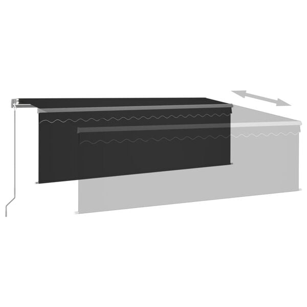 vidaXL Manual Retractable Awning with Blind 4.5x3m Anthracite