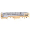 vidaXL 8 Piece Garden Lounge Set with Grey Cushions Pinewood