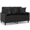 vidaXL 2-Seater Sofa with Throw Pillows Black 120 cm Faux Leather