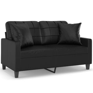 vidaXL 2-Seater Sofa with Throw Pillows Black 120 cm Faux Leather