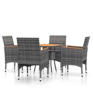 vidaXL 5 Piece Garden Dining Set Poly Rattan Grey