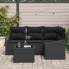 vidaXL Sofa Set with Cushion 5 pcs Black Poly Rattan
