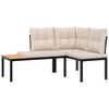 vidaXL Garden Bench Set with Cushions 3 pcs Black Powder-coated Steel