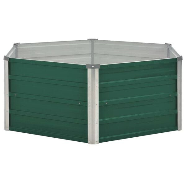 vidaXL Raised Garden Bed 129x129x45 cm Galvanised Steel Green