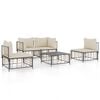vidaXL 5 Piece Garden Lounge Set with Cushions Anthracite Poly Rattan
