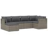 vidaXL 6 Piece Garden Lounge Set with Cushions Grey Poly Rattan