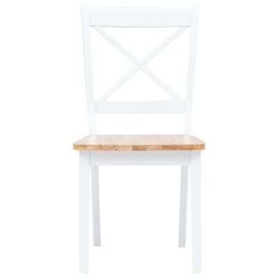 vidaXL Dining Chairs 4 pcs White and Light Wood Solid Rubber Wood