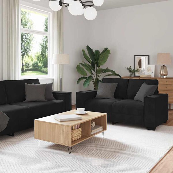 vidaXL 2 Piece Sofa Set with Cushions Black Velvet
