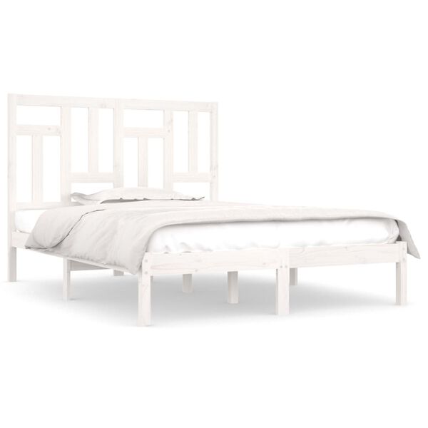 vidaXL Bed Frame without Mattress White 135x190 cm Double Solid Wood Pine