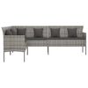vidaXL L-shaped Garden Sofa with Cushions Grey Poly Rattan