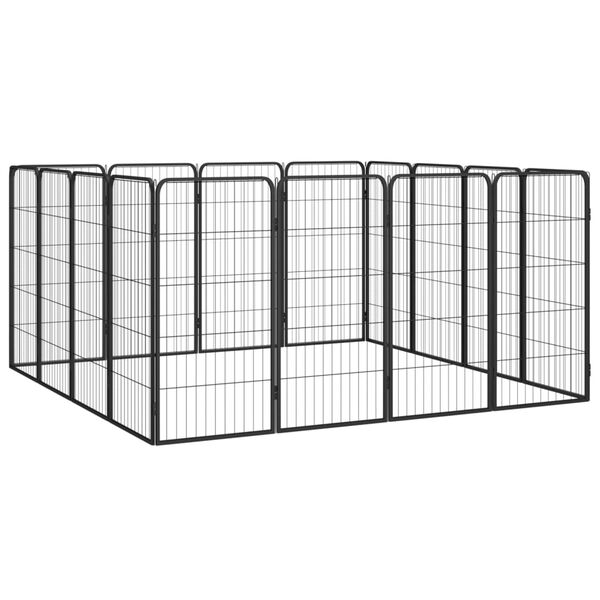 vidaXL 16-Panel Dog Playpen Black 50x100 cm Powder-coated Steel