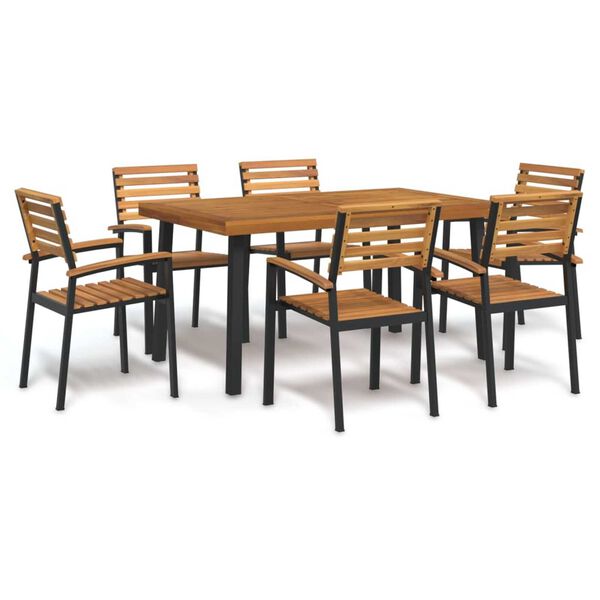 vidaXL 7 Piece Garden Dining Set Solid Wood Acacia and Metal