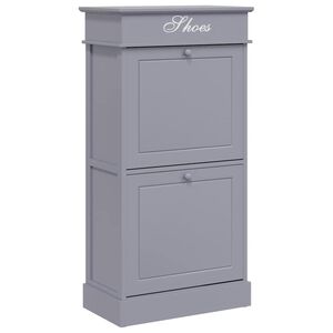 vidaXL Shoe Cabinet | Grey | Paulownia wood + MDF | 50x28x98 cm | Shoe Cabinet