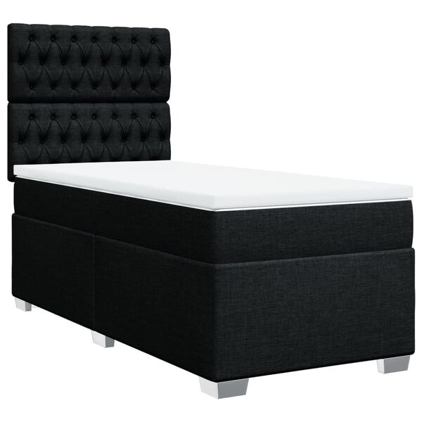 vidaXL Box Spring Bed with Mattress Black King Single Fabric