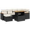 vidaXL 7 Piece Garden Sofa Set with Cushions Black Poly Rattan