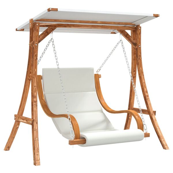 vidaXL Swing Chair with Cushion and Canopy Solid Wood Spruce