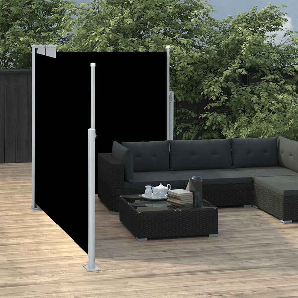 vidaXL Patio Retractable Double Side Awning 170x600 cm Black