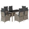 vidaXL 7 Piece Garden Dining Set with Cushions Grey Poly Rattan