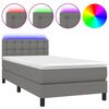 vidaXL Box Spring Bed with Mattress&LED Dark Grey King Single Size